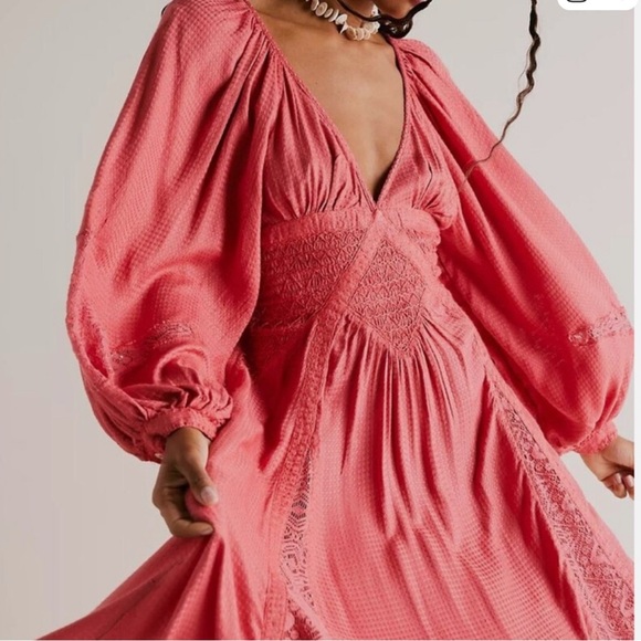 NWOT Free People Southwest Lace Maxi Dress in Red Chimes size Small - Picture 1 of 10